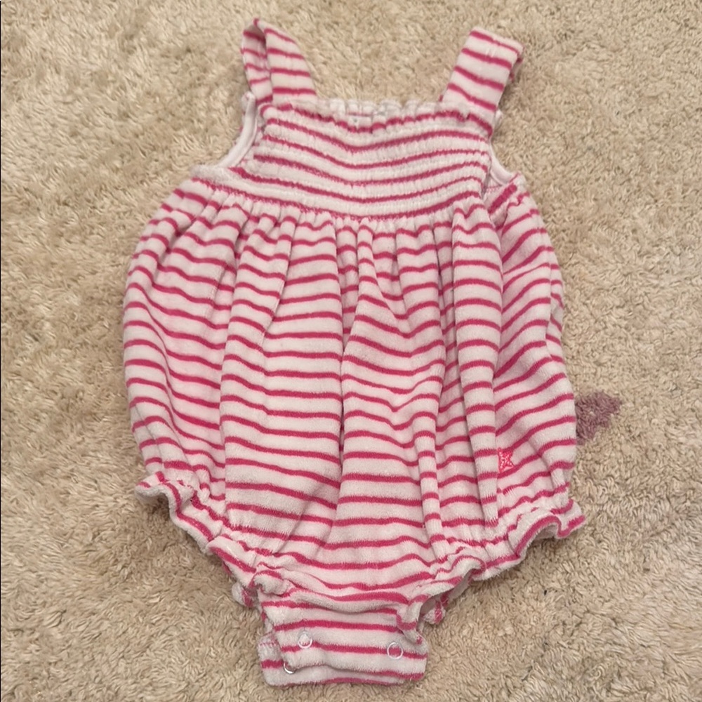 Kissy Kissy Pink and White Striped Bodysuit